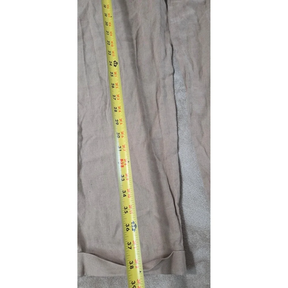 Vintage Polo Ralph Lauren Linen Blend Pants Men 32x28 Beige Pleared Cuffed Hem
